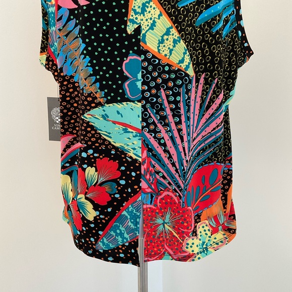 NWT Vince Camuto Multicolor Tropical Patterned Sleeveless Tunic Top - Picture 7 of 9